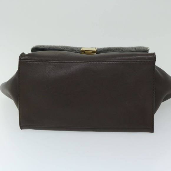 CELINE Trapeze Hand Bag Leather 2way Brown Auth hk1137 - Picture 5 of 16